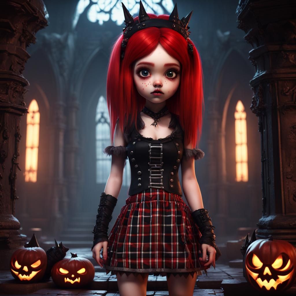 Kawaii Vampire Girl in Spooky Crypt