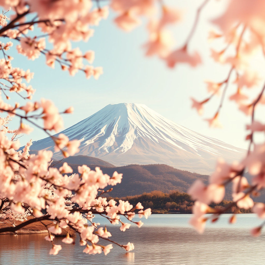Mount Fuji and Cherry Blossoms in Japan