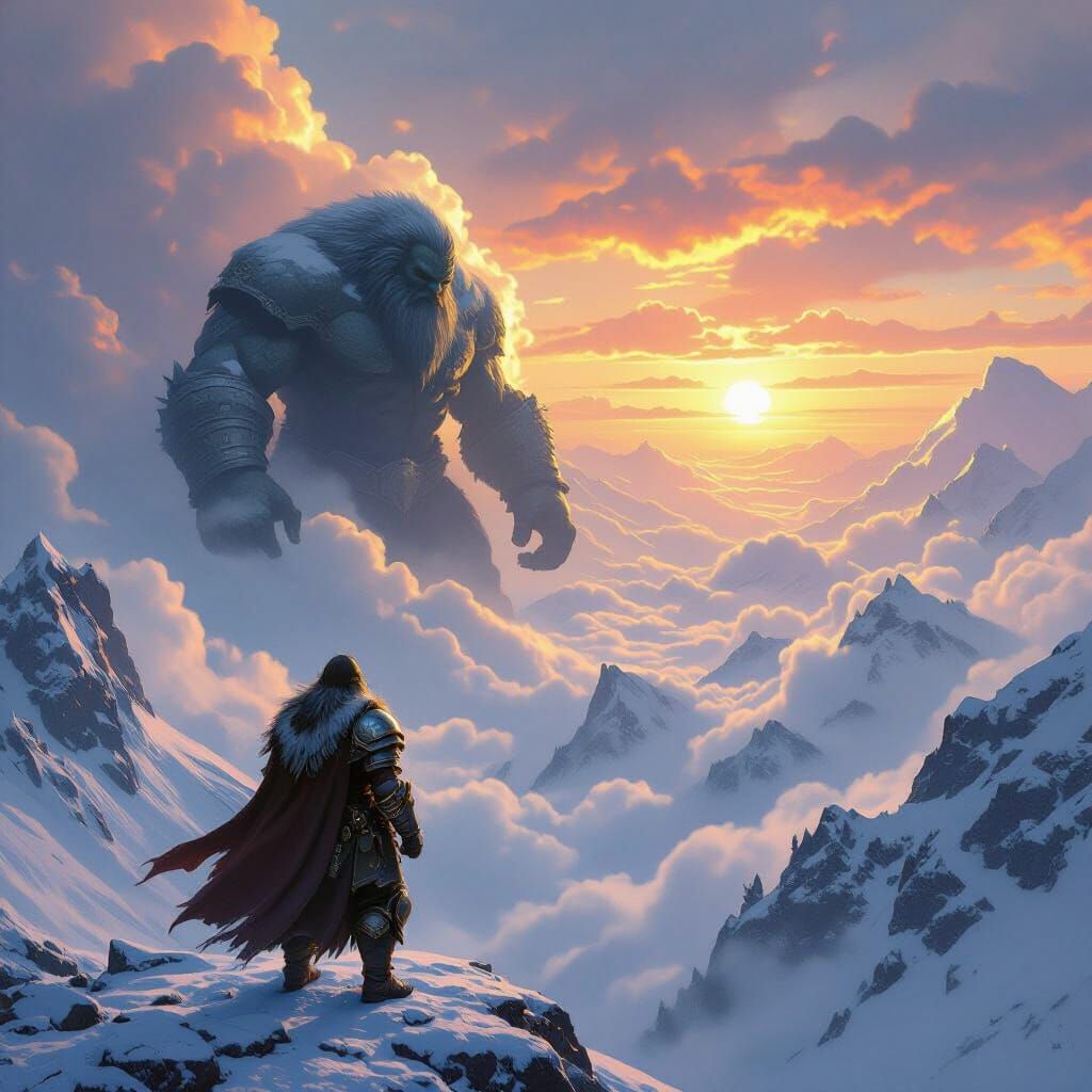 Epic Dwarf and Stone Giant Fantasy Landscape