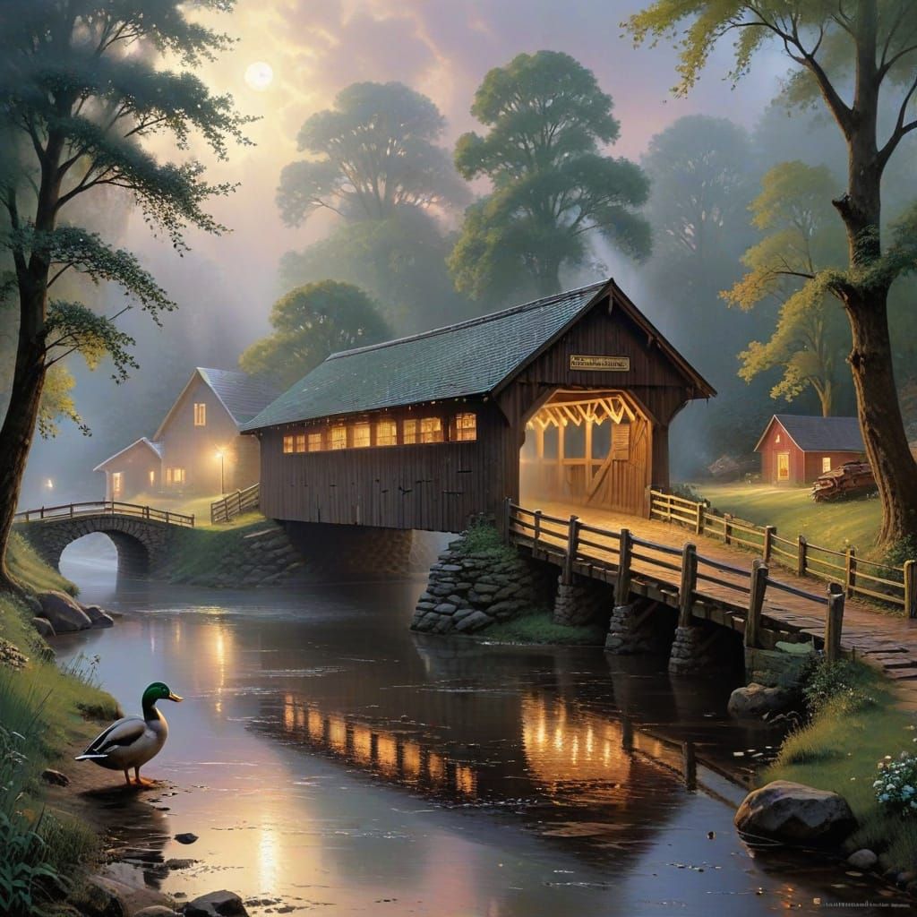 Quacking Under a Whimsical Bridge