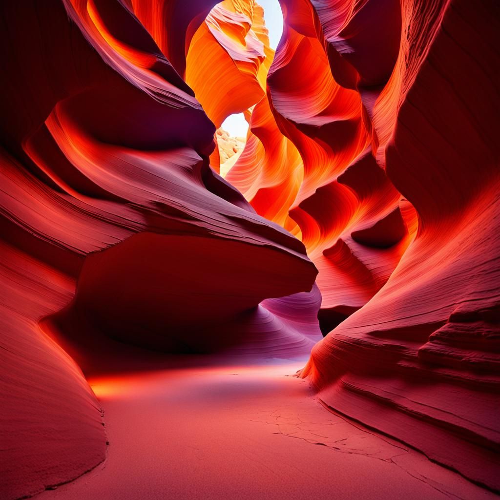 Sunbeam Illuminates Antelope Canyon in Fauvist Style