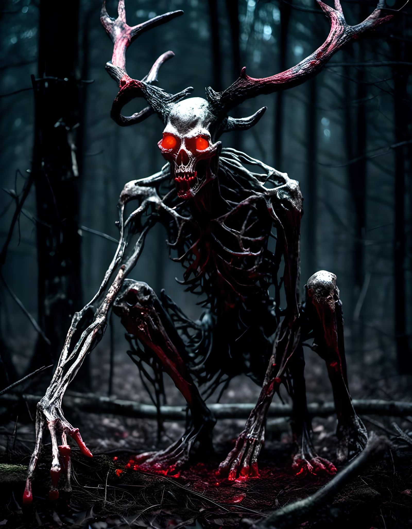 Nightmare Wendigo in Dark Woods