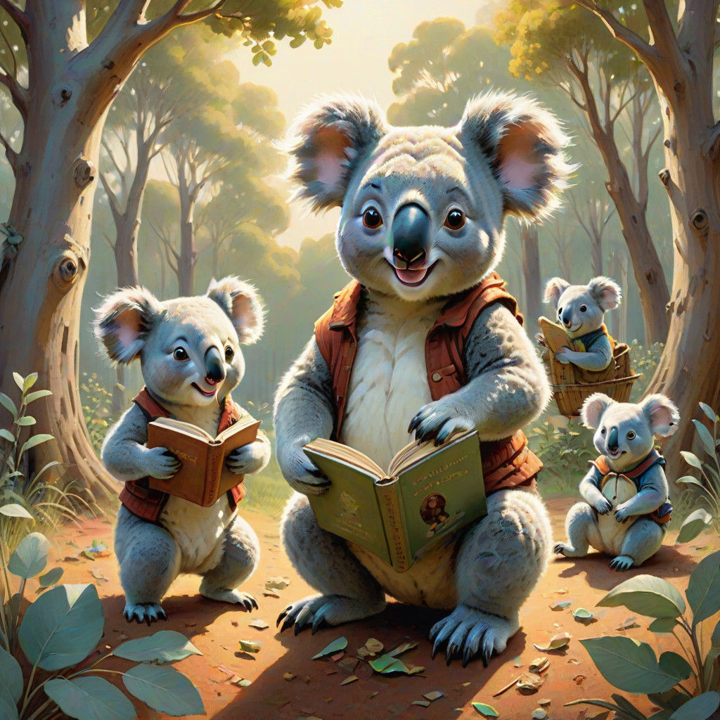 Whimsical Koalas Enjoy a Sunny Football Match in a Dreamy Au...
