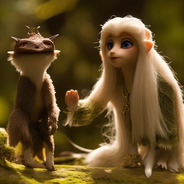Elven Puppets in Misty Forest: Dark Crystal Style