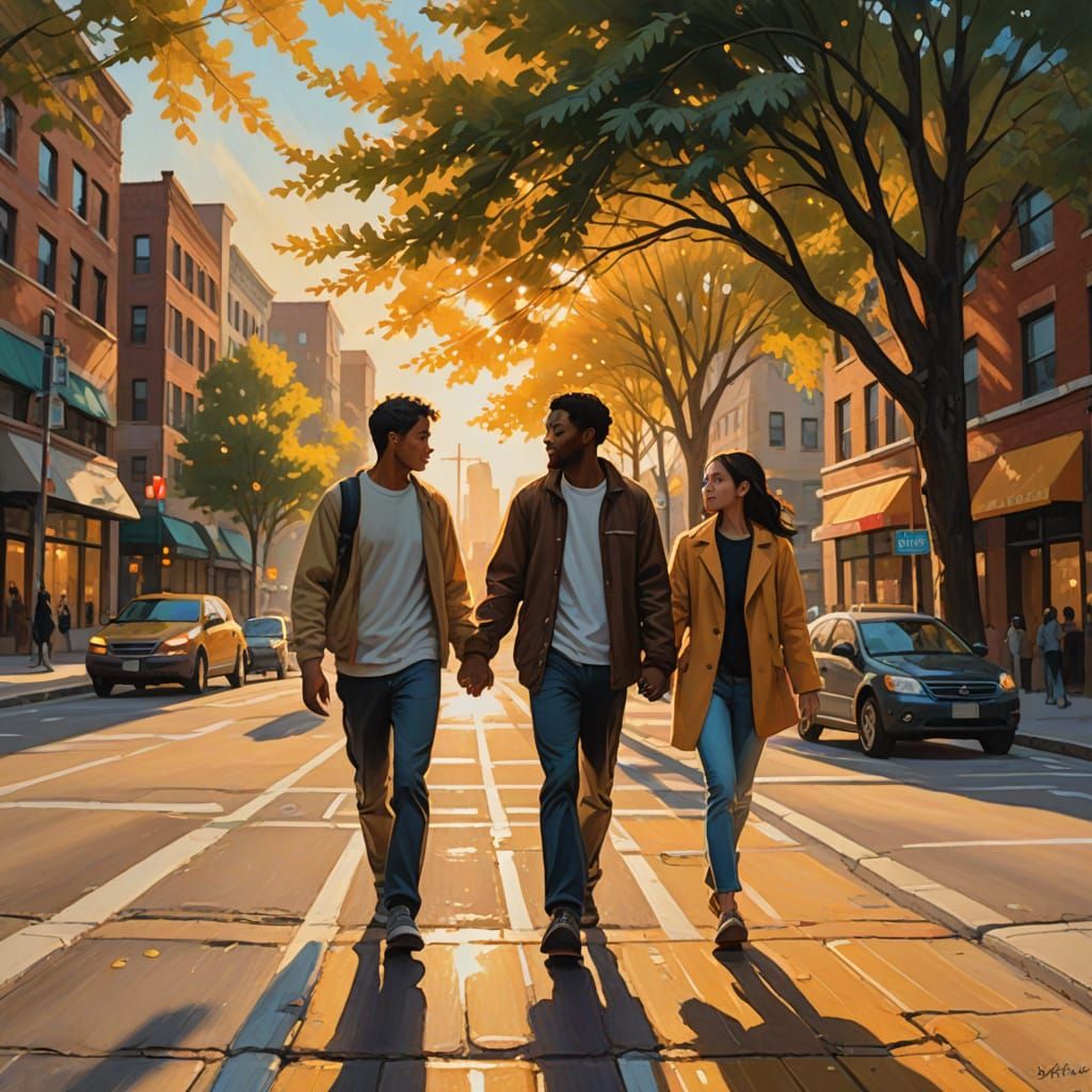 Urban Compassion: Helping Hand in Golden Hour Light