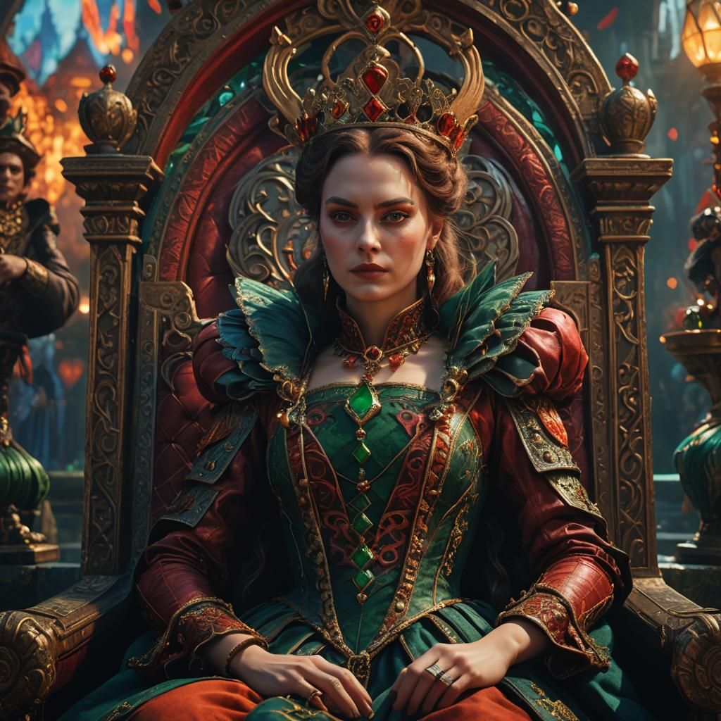 Queen of Hearts Portrait in Dark Fantasy Style