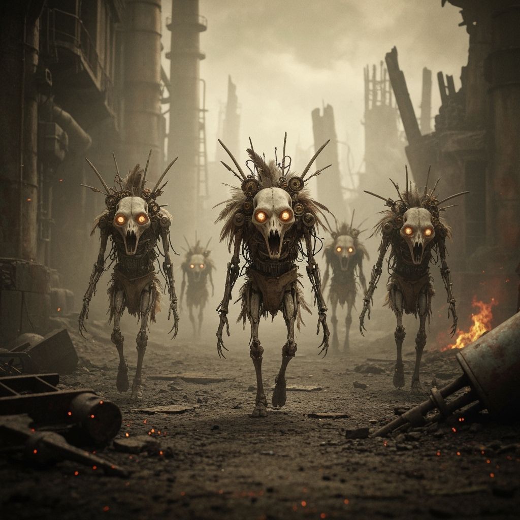 Cyborg Creatures in Post-Apocalyptic Ruins