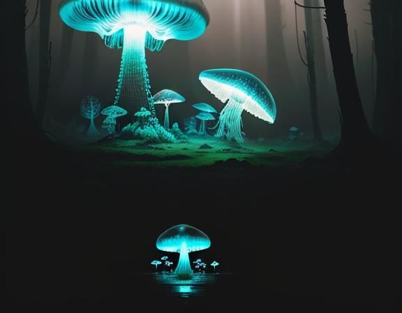 Mystical Jellyfish Land: Ethereal Digital Matte Painting