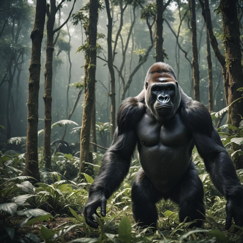 Dramatic Gorilla Portrait in Cinematic Style