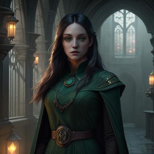 Beautiful Slytherin Girl: Detailed Matte Painting
