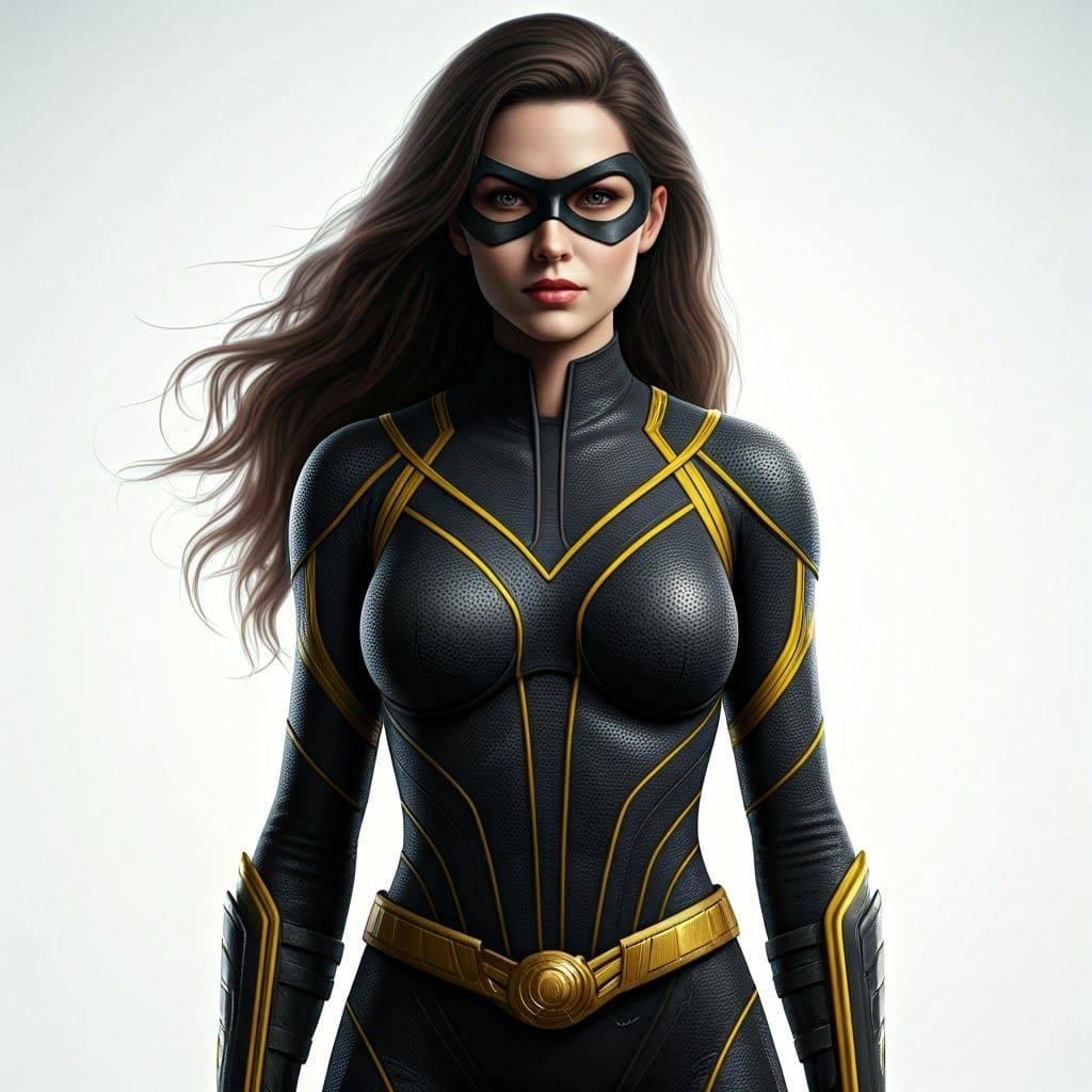 Female Superhero Portrait in Black and Yellow