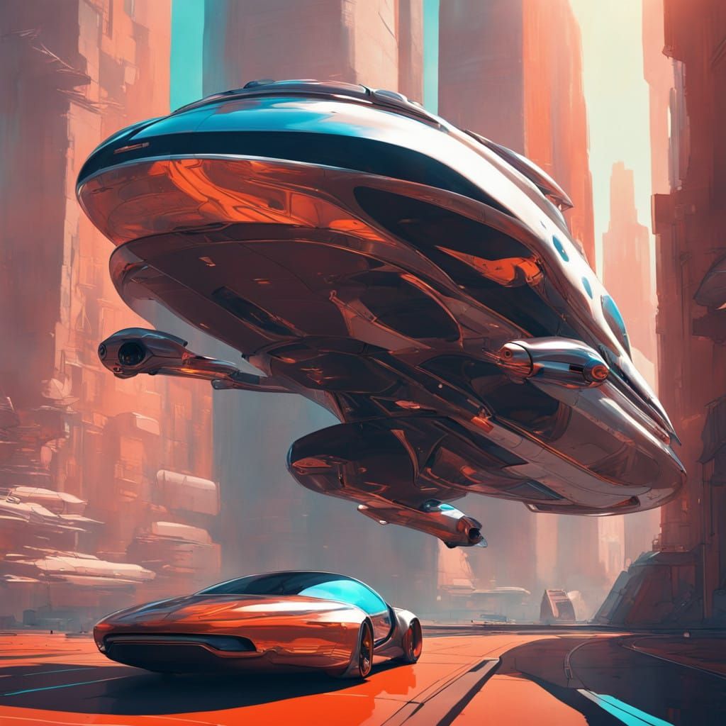 Style retrofuturism, the Jetsons cartoon style flying spaces...