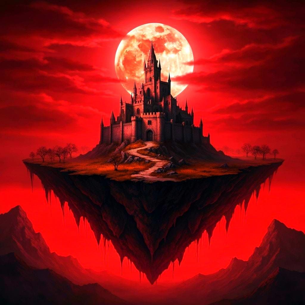 Abandoned Castle on Floating Island in Dark Souls Style