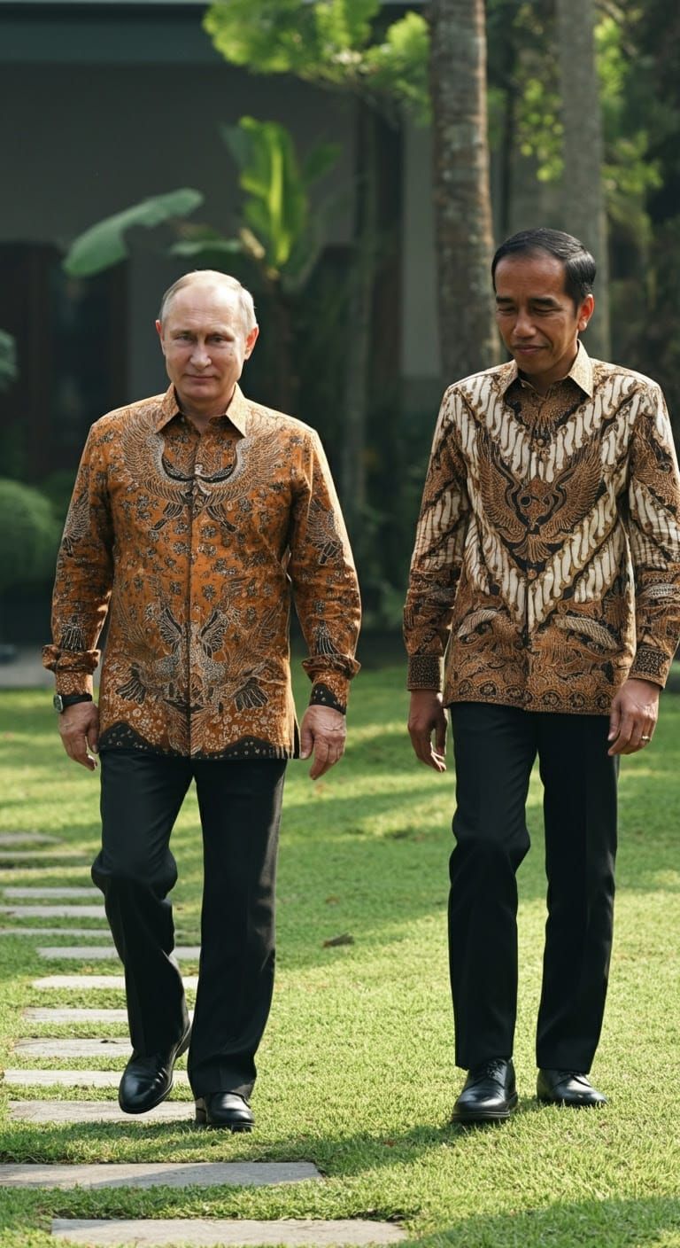Putin and Widodo in Batik Shirts