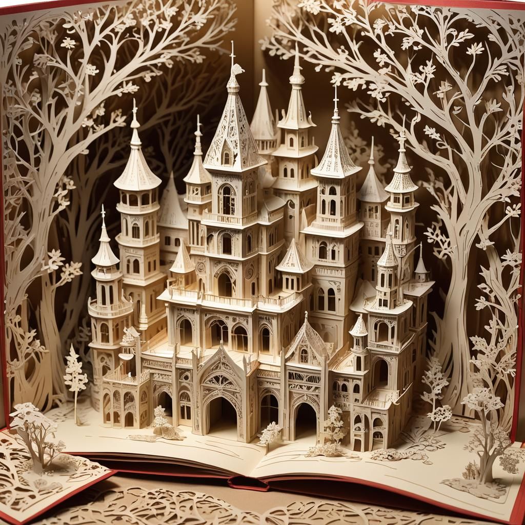 Intricate Pop-Up Book Illustration