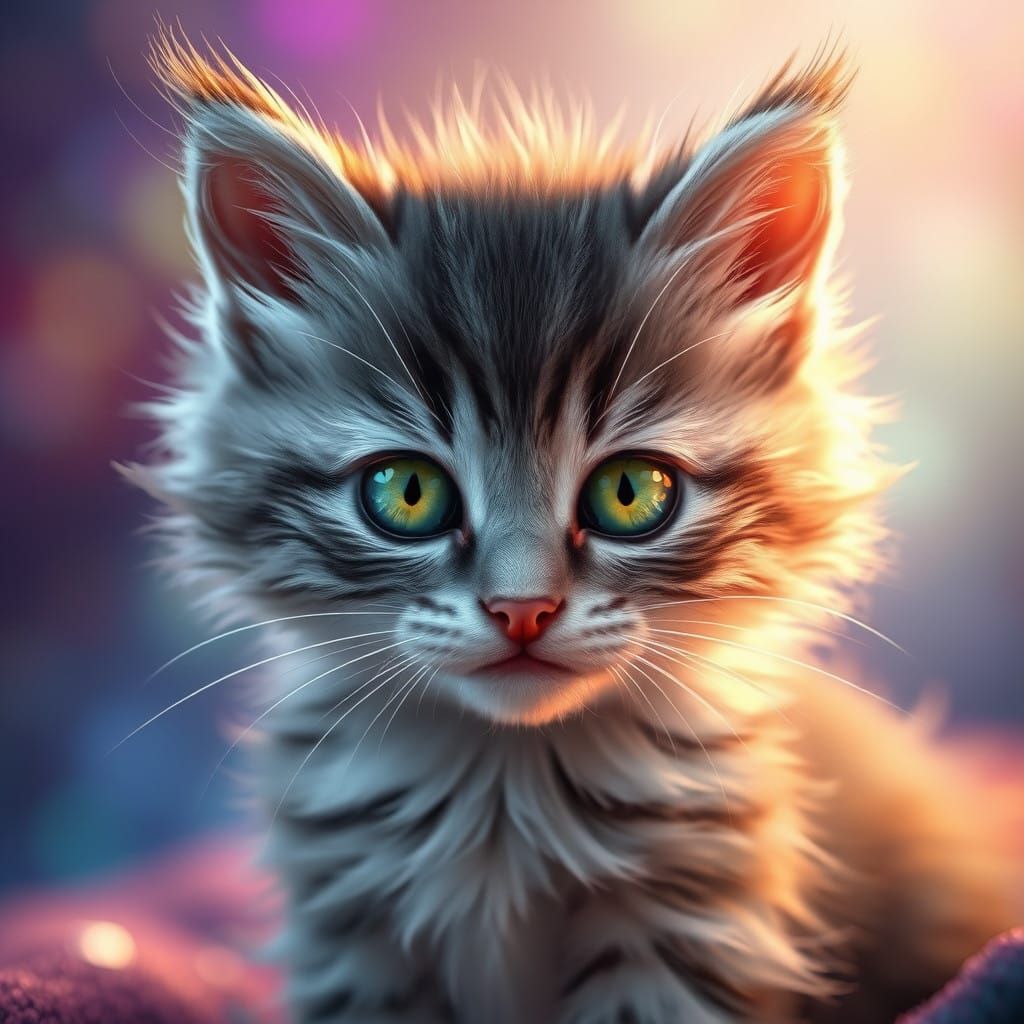 Hyperrealistic Futuristic Kitten Portrait