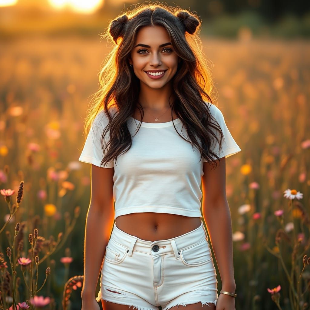 Surreal Summer Goddess in Vibrant Field