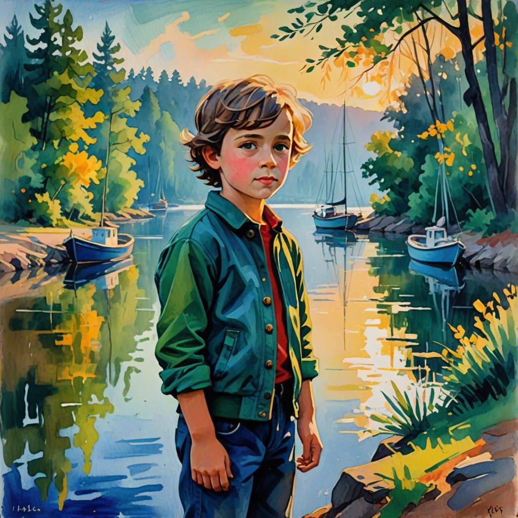 Fauvist Portrait of a Dreamy Child at Dawn