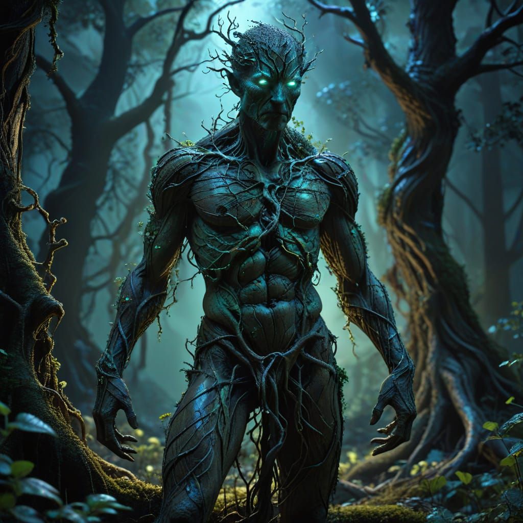 Glowing Ent in Moonlit Forest