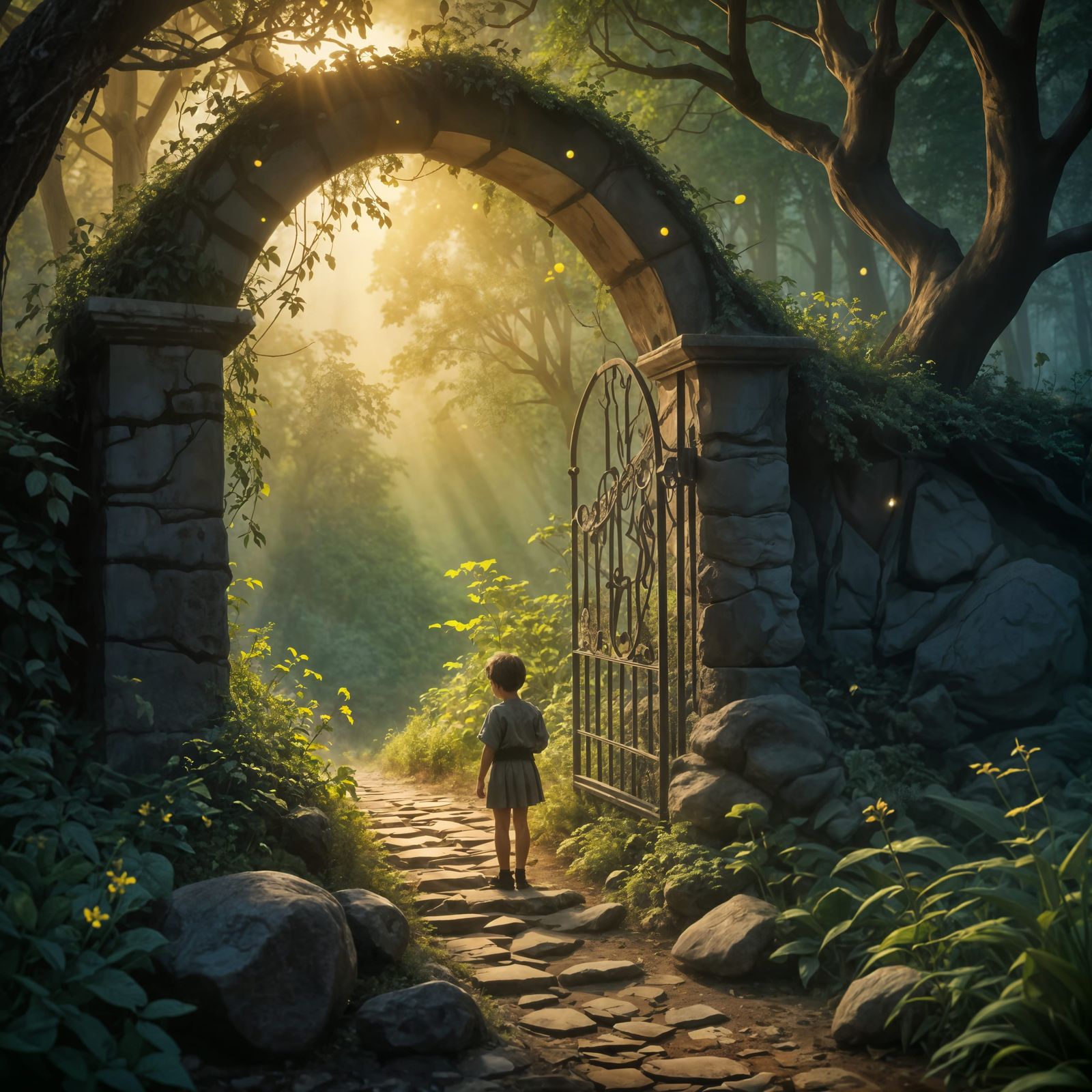 Intrigued Youth in a Mysterious Scene