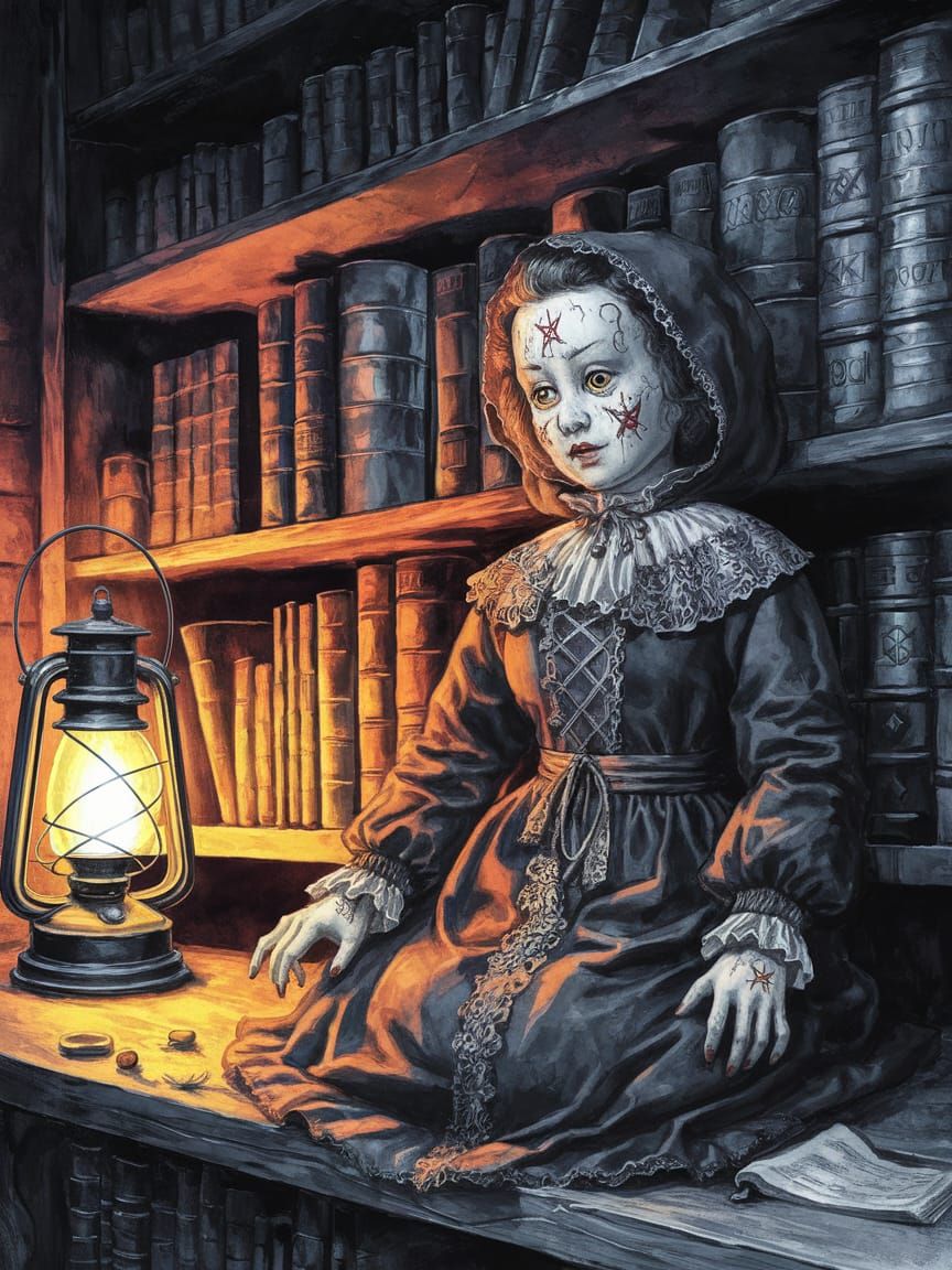 Surreal Occult Shop Scene in Dark Fantasy Style