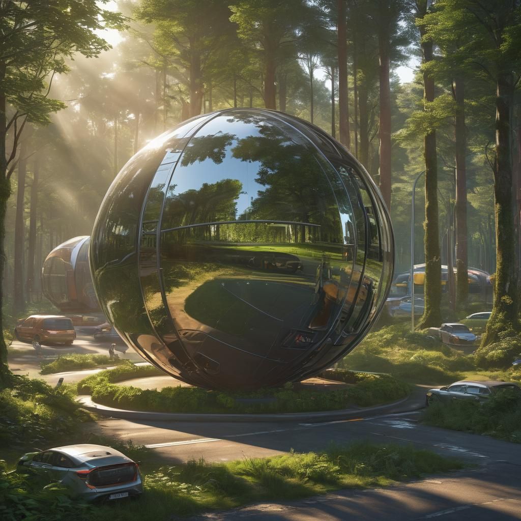 Futuristic Metal Sphere Structure Concept Art