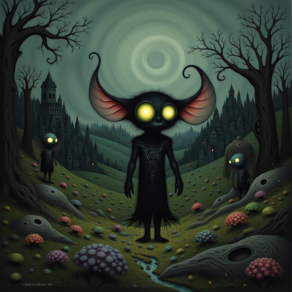 Hopkinsville Goblins in Dark Surrealist Style