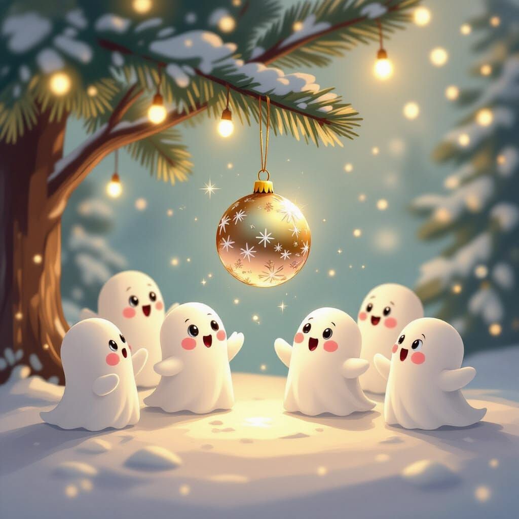 Cute Ghosts React to Falling Christmas Ornament