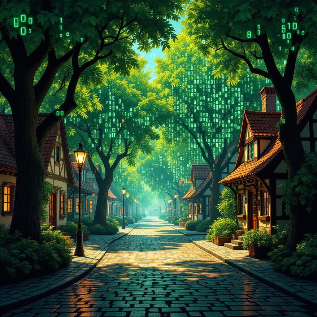 Digital Chestnut Park Rendered in Binary Code