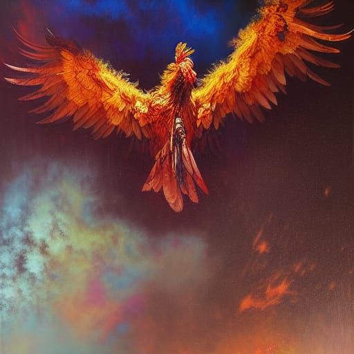 Phoenix Rising: An Oil Painting on Canvas