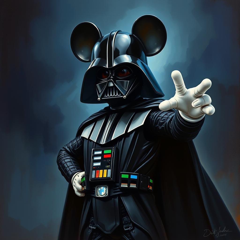 Darth Vader as Mickey Mouse: Oil Painting