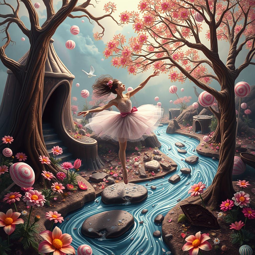 Ballerina Dances in Whimsical Chocolate Wonderland