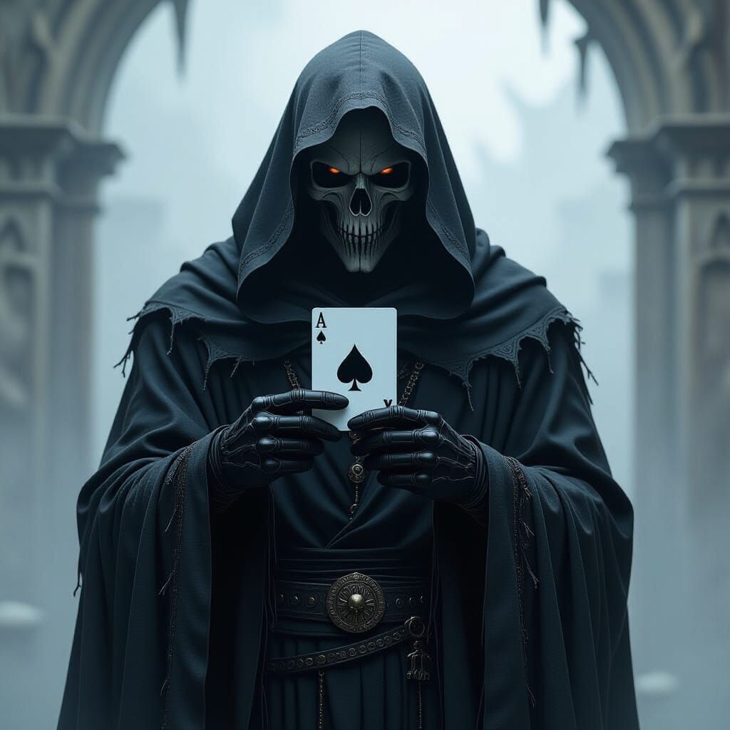 Grim Reaper with Ace of Spades Card