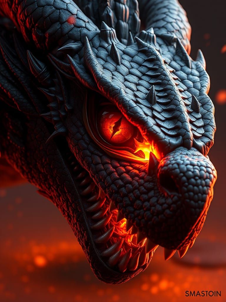 Fierce Dragon Eye with Fiery Depths