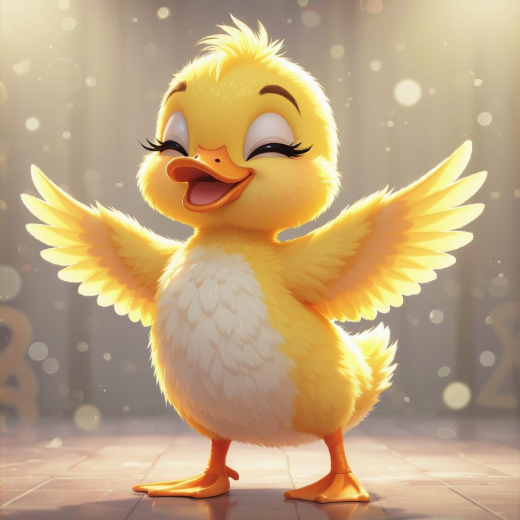 Cute Dancing Duck in Watercolor Style, 8K