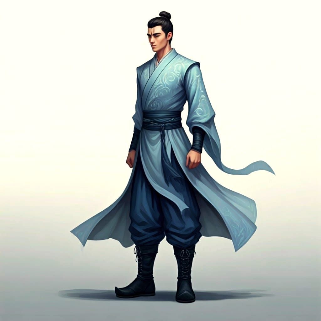 Elegant Shou Cultivator in Blue Attire