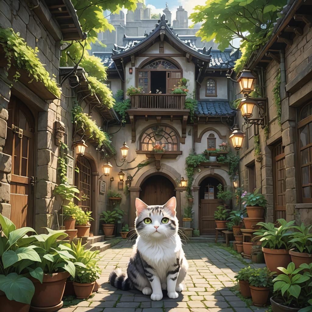 Magical Fairy Cat Avatar in Ghibli Style