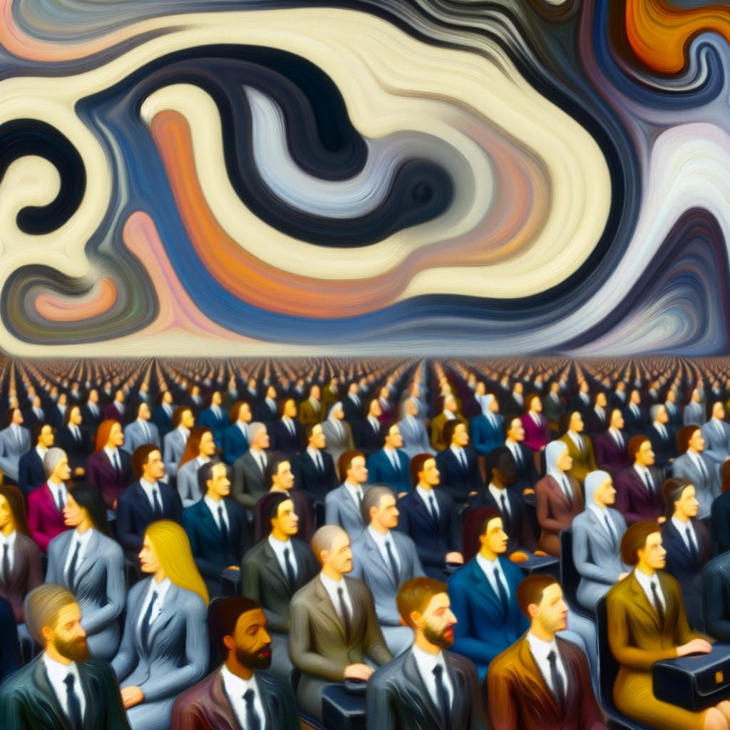 Businessmen Fighting: A Surreal Oil Painting