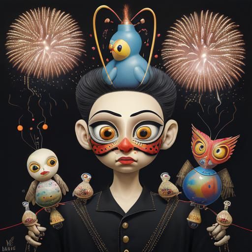 Man with Fireworks: A Surreal Pop Art Portrait