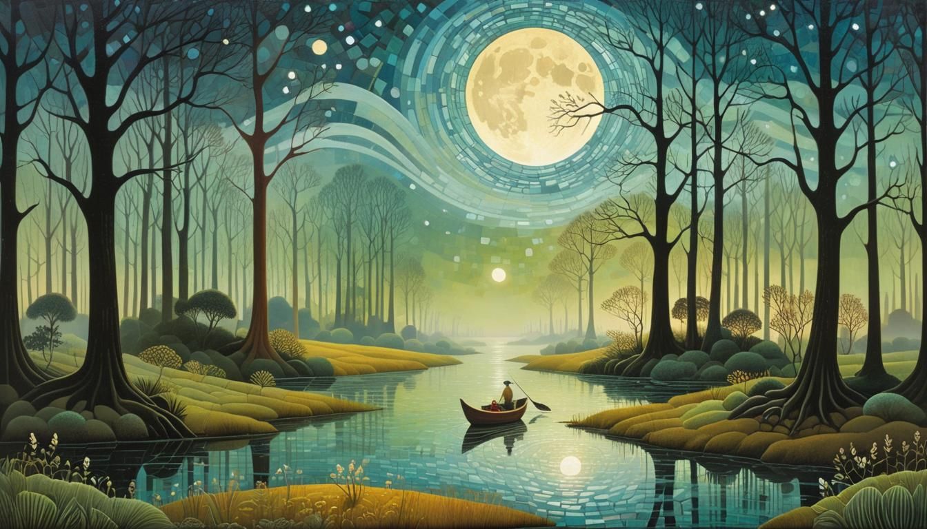 Cosmic Swamp Landscape in Cel-Shaded Style