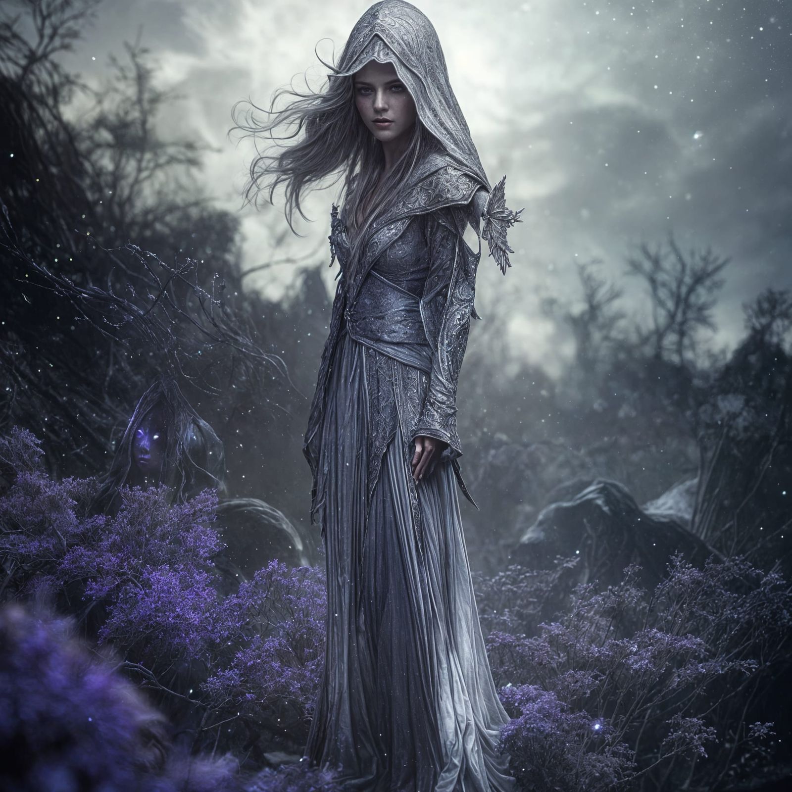 Half-Elf Bard Portrait in Dramatic Cinematic Style