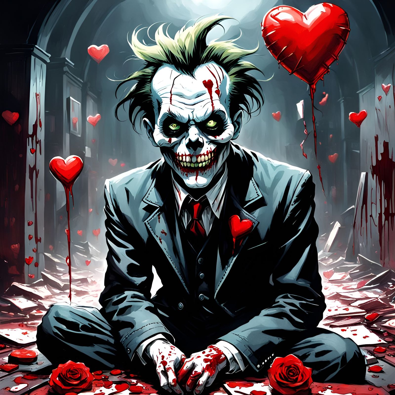 Sinister Bloody Valentine's Scene in Dark Comic Style