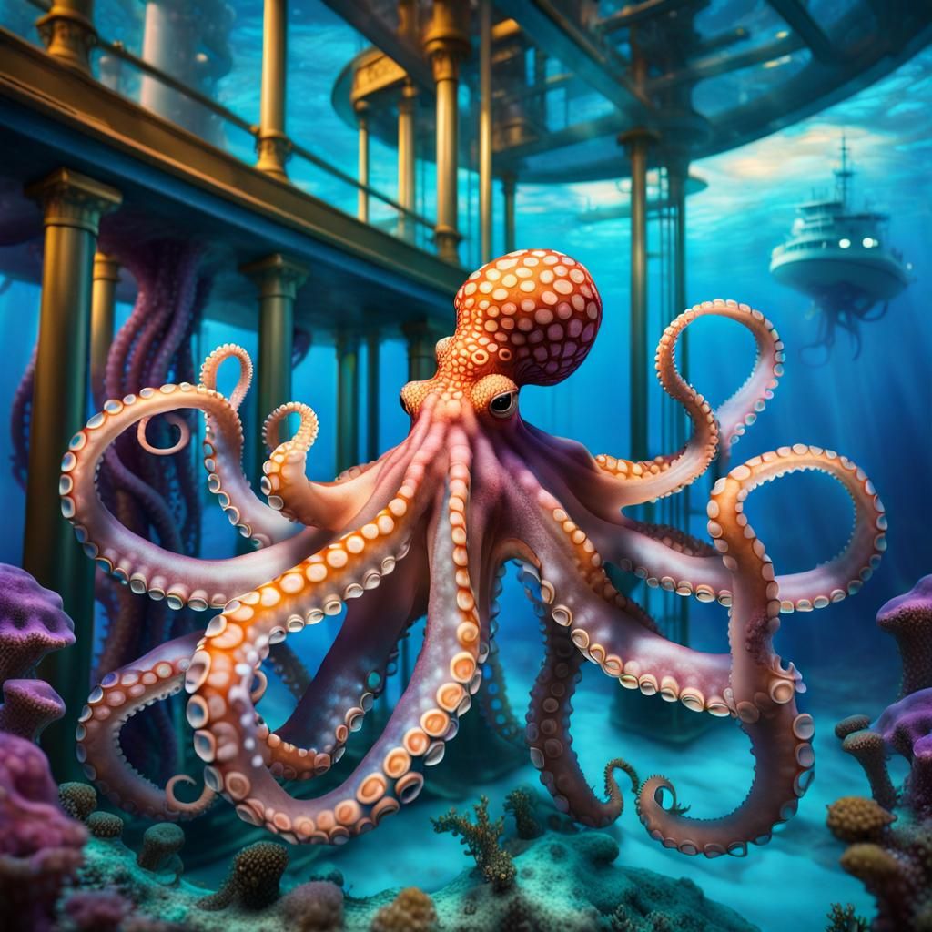 Octopus Master of DNA in Futuristic Lab