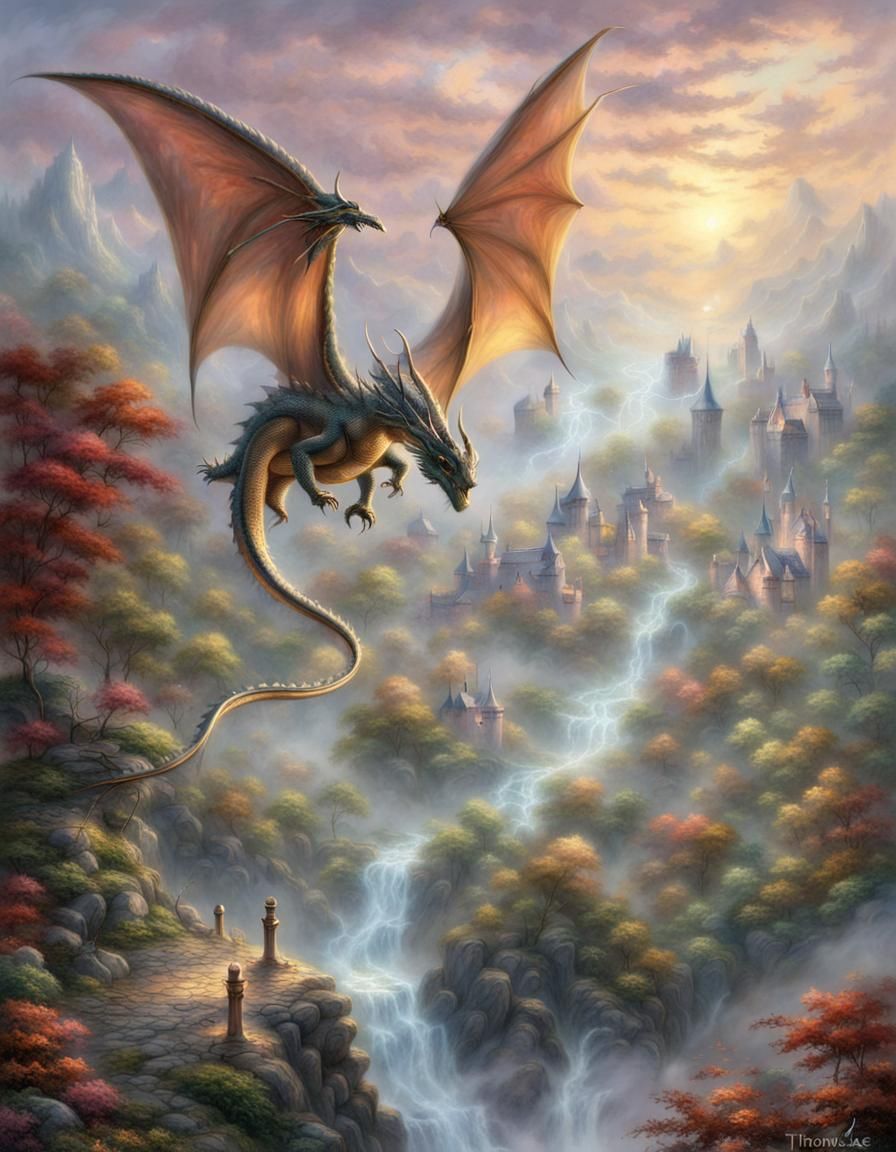 Ethereal Dragon Flight in Hyperdetailed Fantasy