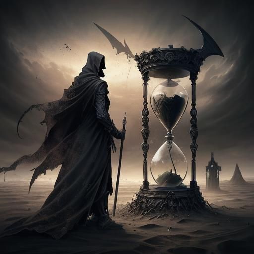 Gothic Scythe Bearer at the End of Time