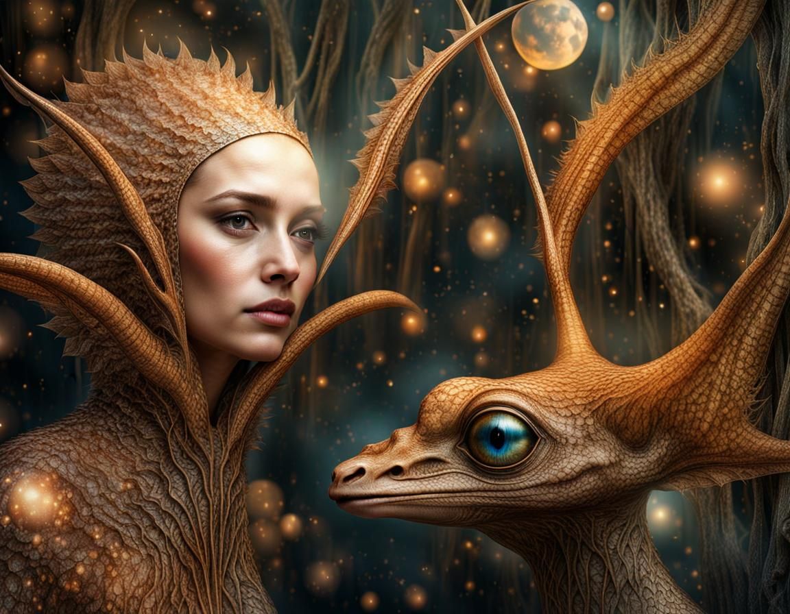 Smiling Alien Pets in Surreal Photorealistic Style