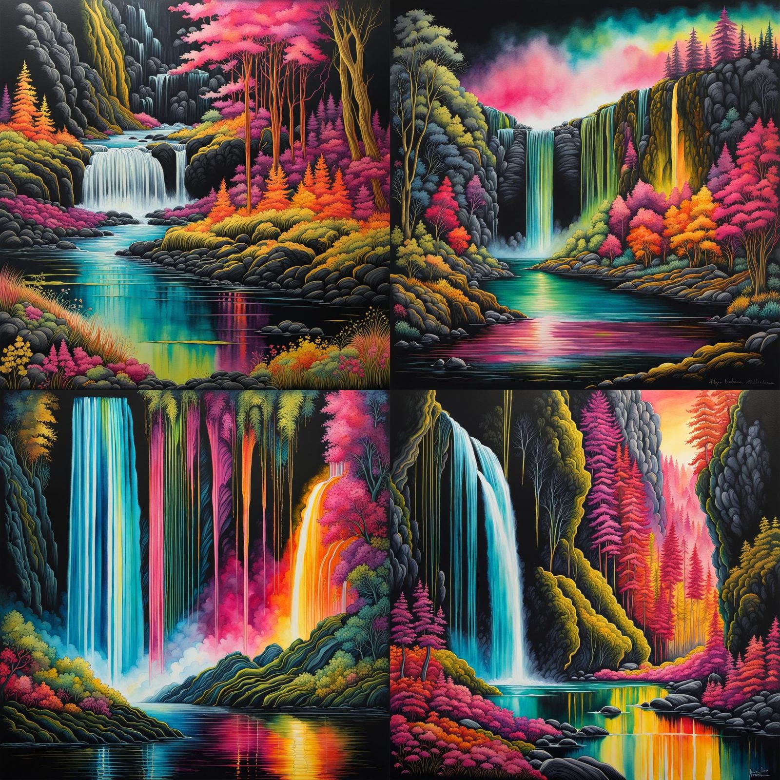 Fantasy river, waterfall, detailed background
