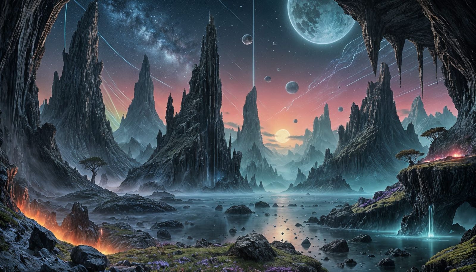Ethereal Sci-Fi Landscape at Twilight