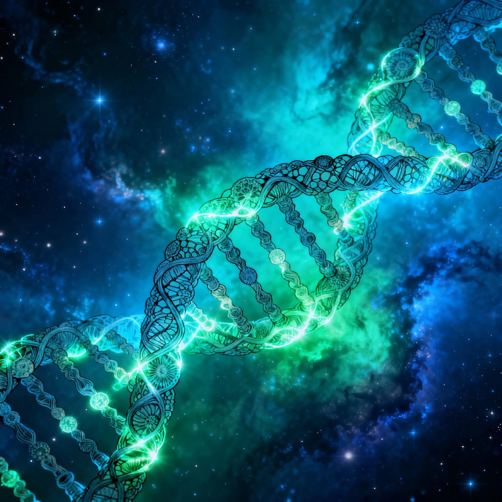 Bioluminescent DNA Replication in Cosmic Blues and Greens