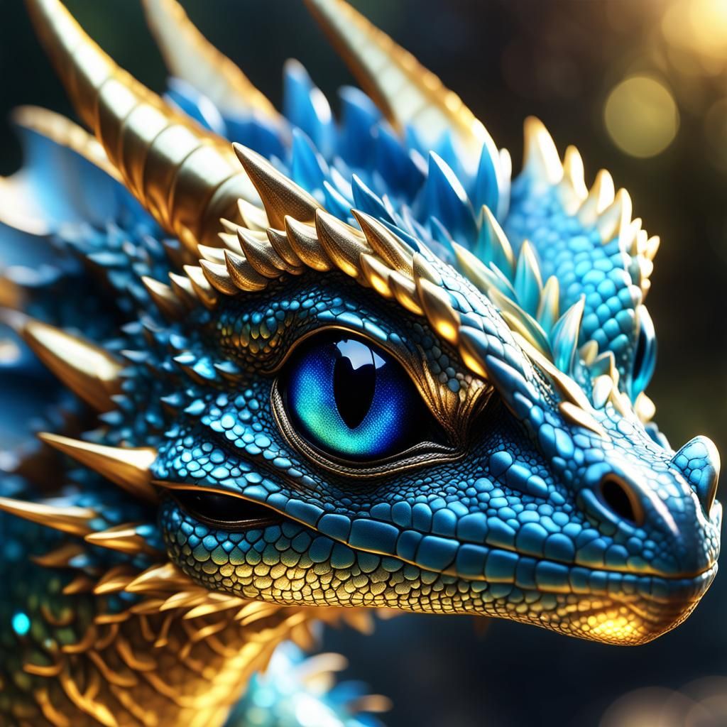 Realistic Baby Dragon in Warm Golden Light